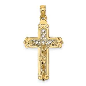 Million Charms 14k Fancy Religious Crucifix Necklace Charm Pendant